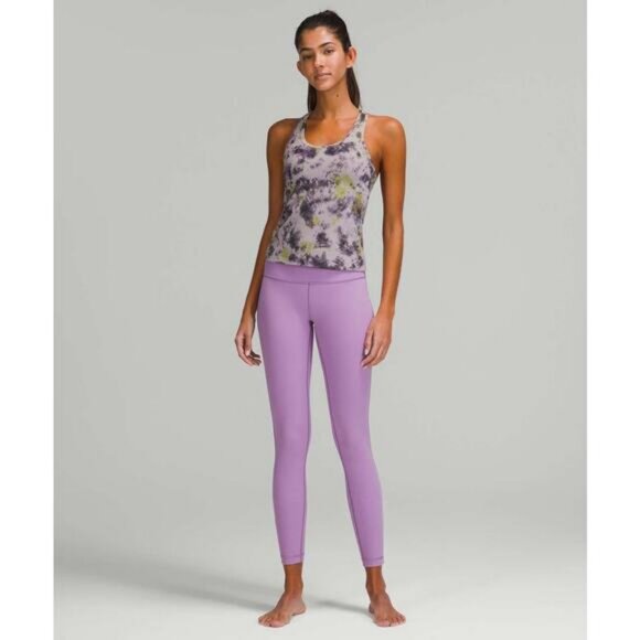 LULULEMON Cool Racerback Short Tank Top Nulu Size 10 Radial Tie Dye Mauve Grey - Picture 4 of 7